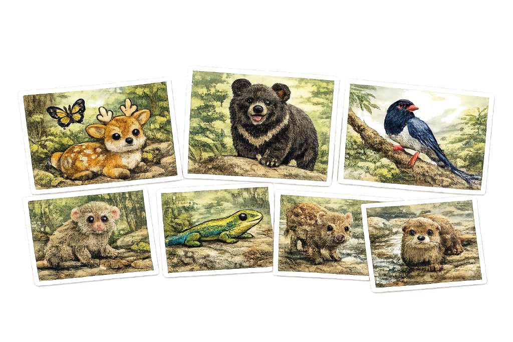 Illustrated guide characters welcoming new residents to Taiwan